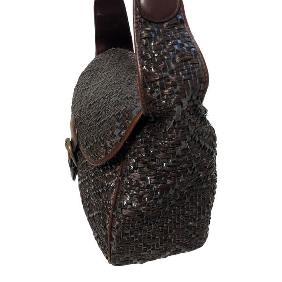 Marni Brown Raffia & Glossy Leather Woven Large Shoulder Bag - Picture 5 of 9